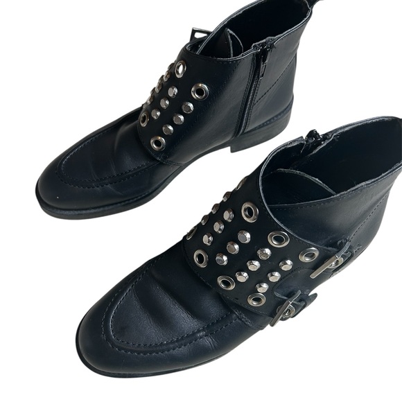 Zara Black Ankle Boots with Silver Studs - Picture 2 of 7